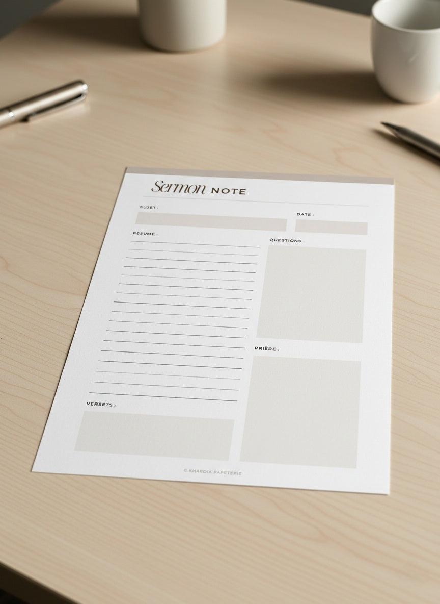Fichier digital pour prise de notes pendant le culte
